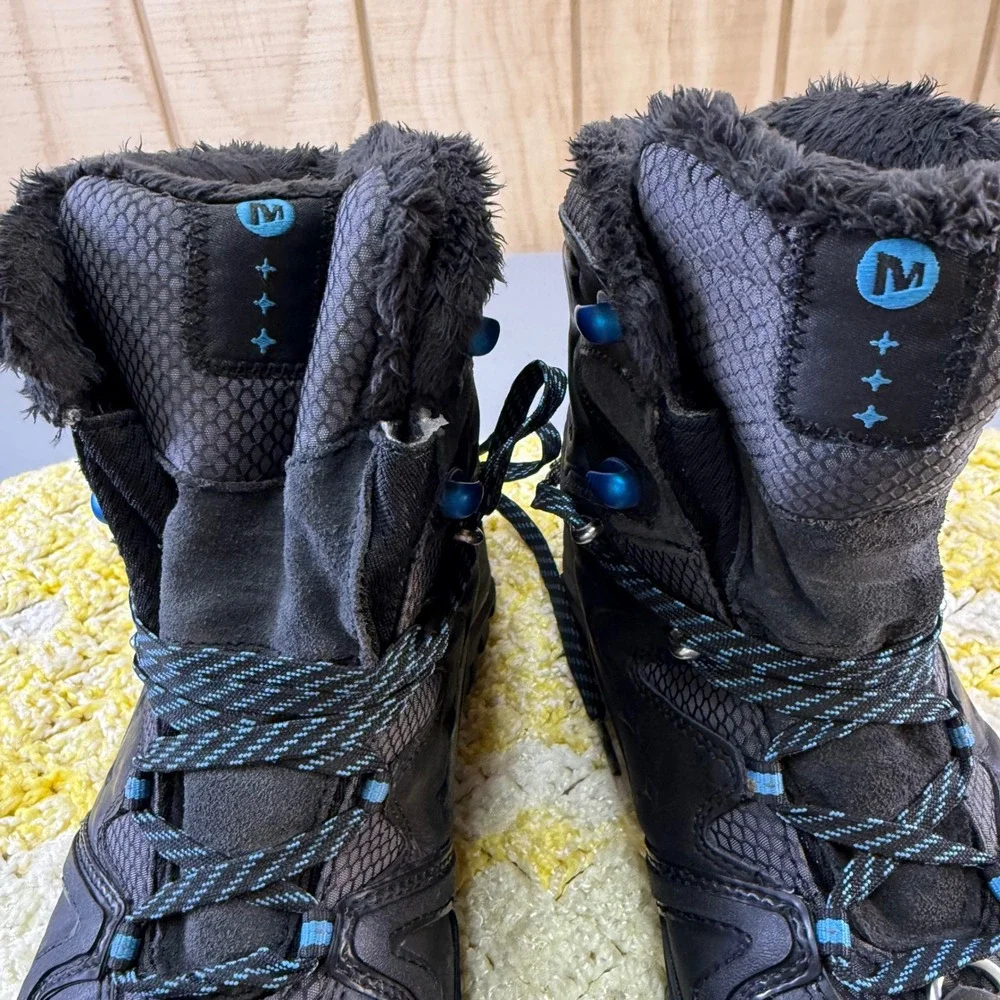 Merrell Womens Black Waterproof Winter Hiking Boots J21120 Size‎ 9 Active Heat